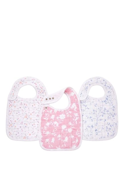 Ma Fleur Desenli Pamuklu Unisex Bebek 3'lü Mama Önlüğü Seti