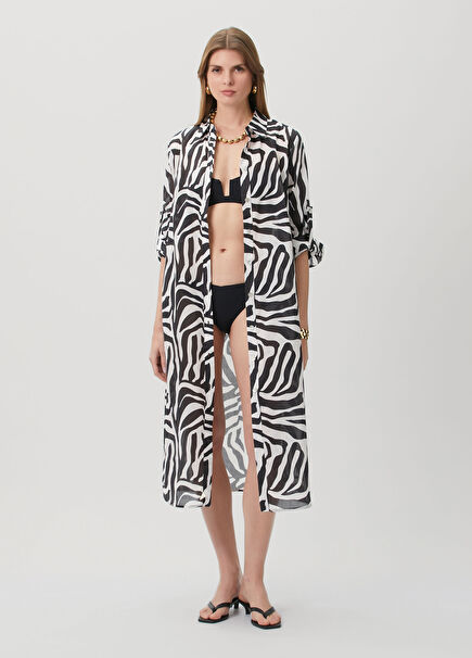 Zebra Printed Midi Beach Dress