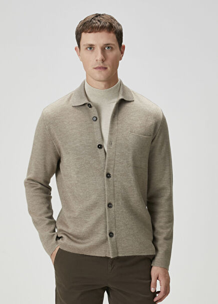 Açık Gri Kaşmir Triko Gömlek