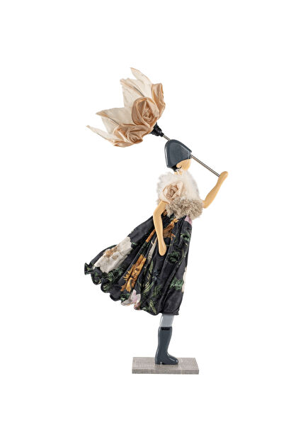 Tsiala Beige Anthracite Wood Lampshade