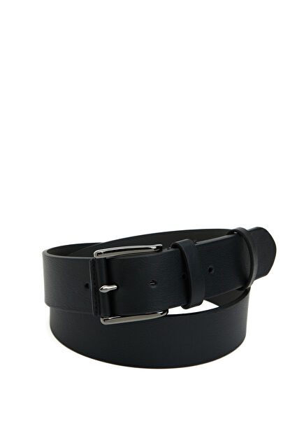 Black Men's Leather Belt