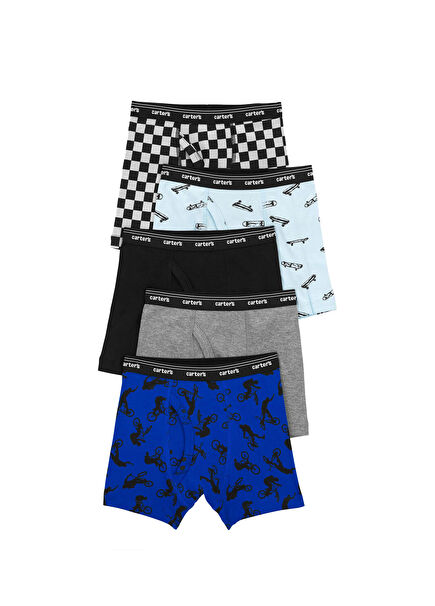 Patterned Boys' 5-Piece Boxer Set