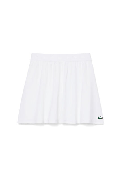 Beyaz Streç Piqué Kumaş Kadın Spor Etek