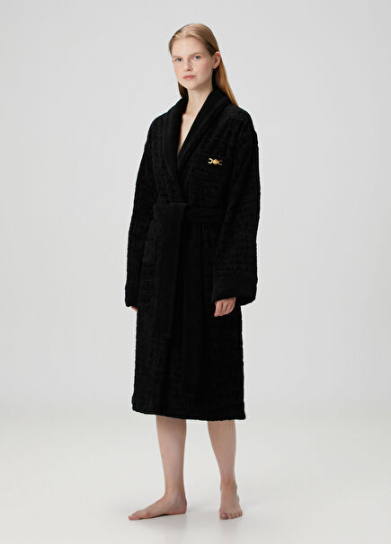 Siyah Logo Jakarlı Bornoz