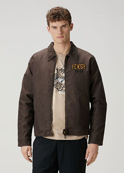 Brown Logo Detailed Coat