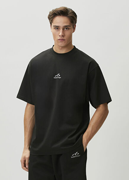 Siyah Logo Baskılı T-shirt