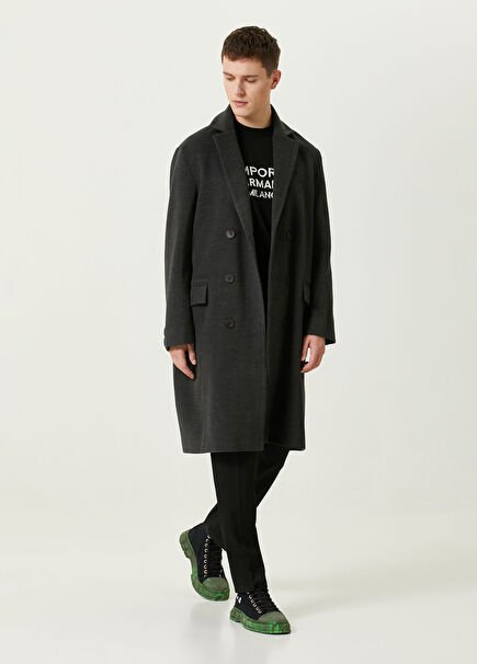 Gri Nakışlı Erkek Palto