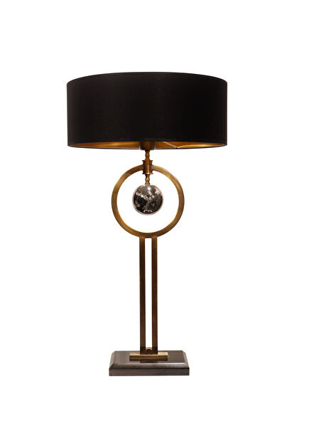 Marball Marble Detailed Antique Finish Brass Lamp