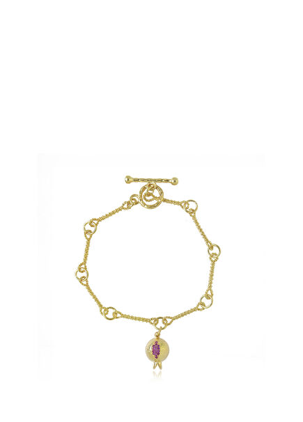 Pomona 925 Ayar Gümüş Üzeri 22 Ayar Altın Kaplama Kadın Bileklik