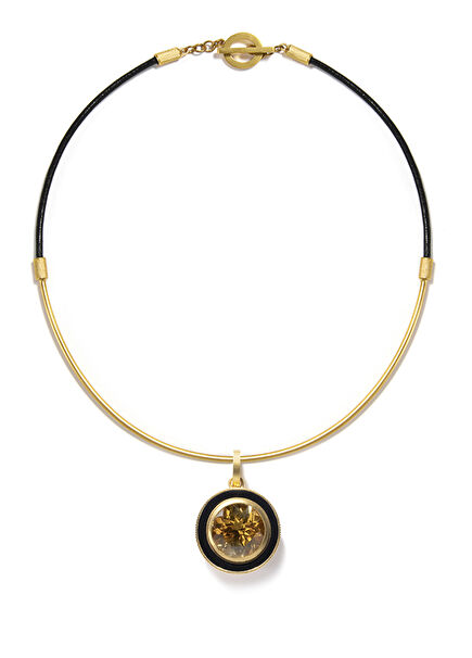 Solar Disc Citrine Gold Charm
