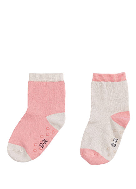 Blush Ekru Pembe Unisex Çocuk 2'li Çorap Seti