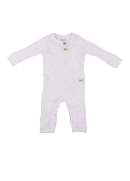 Ecru Corduroy Long Sleeve Unisex Baby Jumpsuit