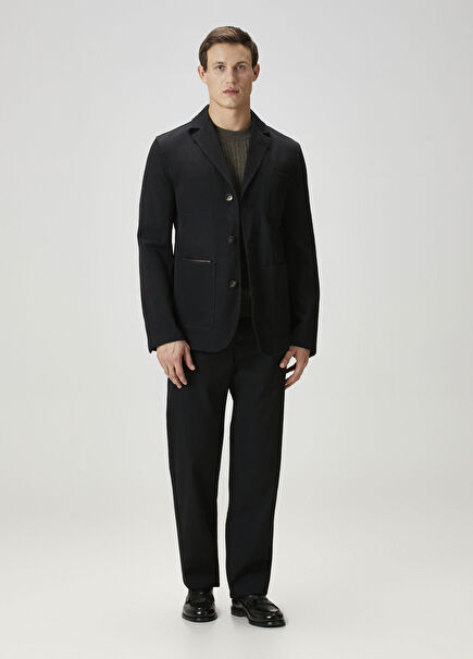 Navy Blue Wool Pants