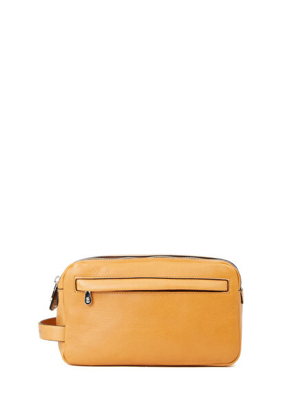 Mustard Leather Shaving Bag