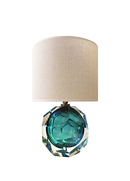 Emerald Yeşil Mavi Cam Abajur