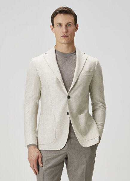 Gray Zigzag Pattern Wool Jacket