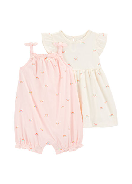 Jersey Fabric Baby Girl 2-Pack Jumpsuit