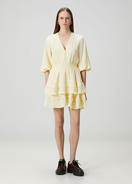 Yellow Ruffle Mini Dress