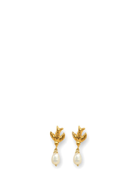 Volare Gold Plated Silver Women's Pearl Earrings