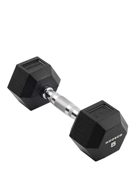 Rubber Hex Black Rubber Hexagonal Dumbbell 5 kg