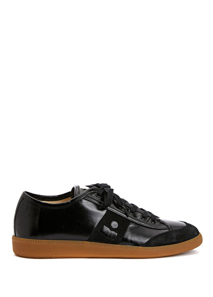 Black women's leather sneakers