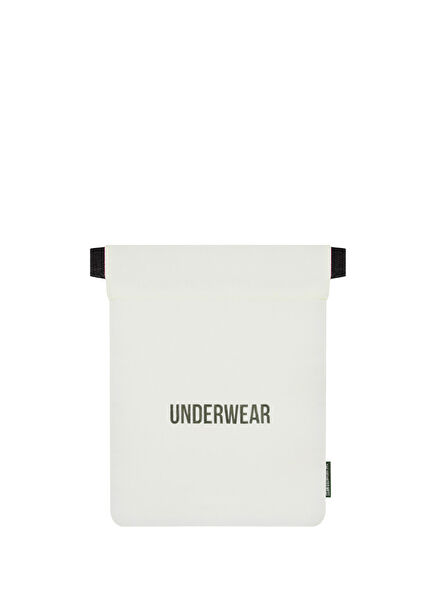 Underwear Ecru Canvas Small Size Drawstring Unisex Travel Bag