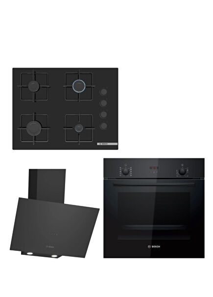  HBF512BB1T Fırın POP7C6P30O Ocak DWK64PJ60T Davlumbaz Siyah Ankastre Set