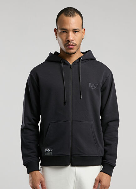 Ever Essentials Antrasit Kapüşonlu Full Zip Regular Erkek Sweatshirt