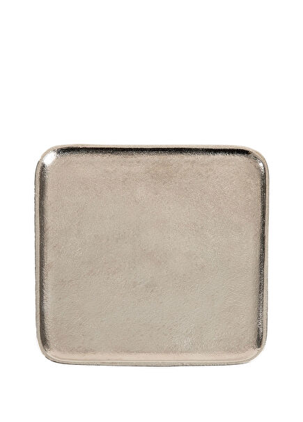 Glossy Gümüş Dekoratif Kare Tabak 