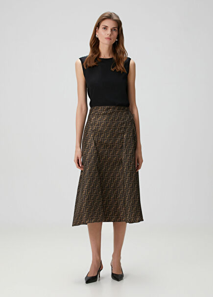 Brown Midi Silk Skirt