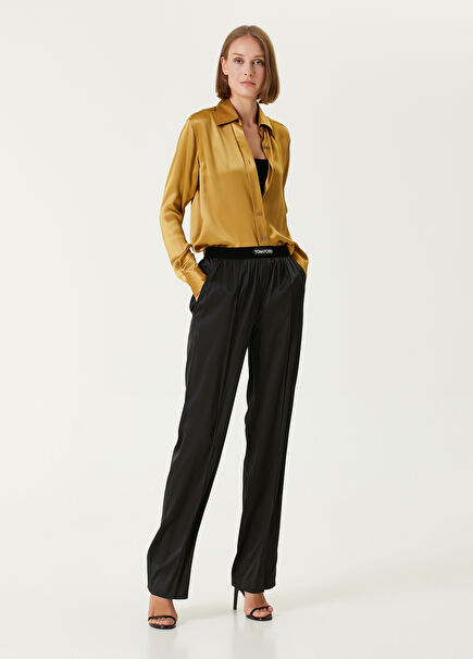 Black Silk Satin Pajama Pants