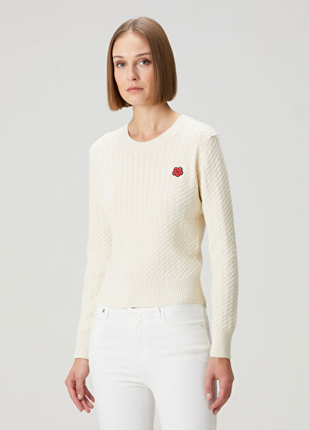 Boke Flower Ekru Saç Örgü Triko