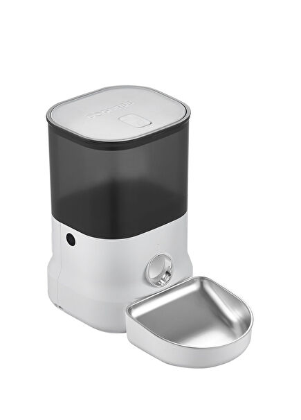 Beyaz Çelik Otomatik Kedi ve Köpek Mama Kabı 4 lt