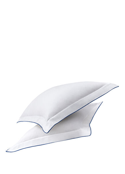 Navy Piped White Oxford Pillowcase 50x70 cm