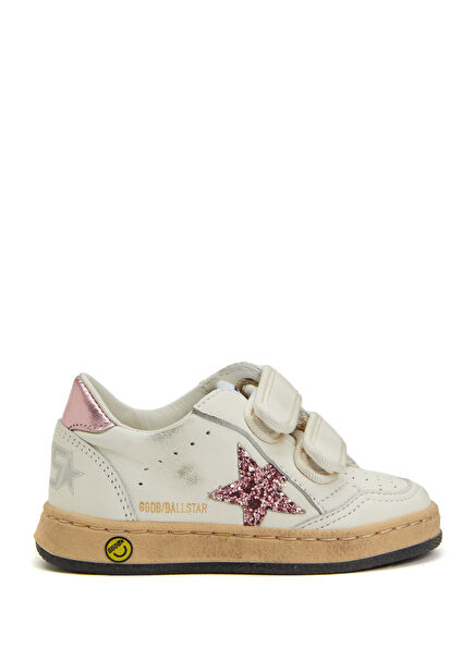 Ball Star Beyaz Lila Unisex Bebek Deri Sneaker