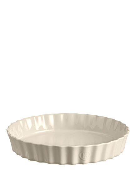Ecru Ceramic Round Tart Quiche Oven Dish 32 cm