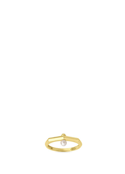 Deep Sea Pearl Geometric 14K Gold Women Ring