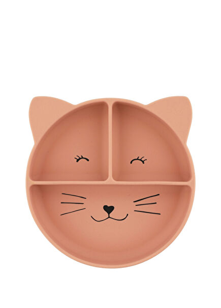 Mrs.Cat Pembe Silikon Vakumlu Bölmeli Çocuk Tabak