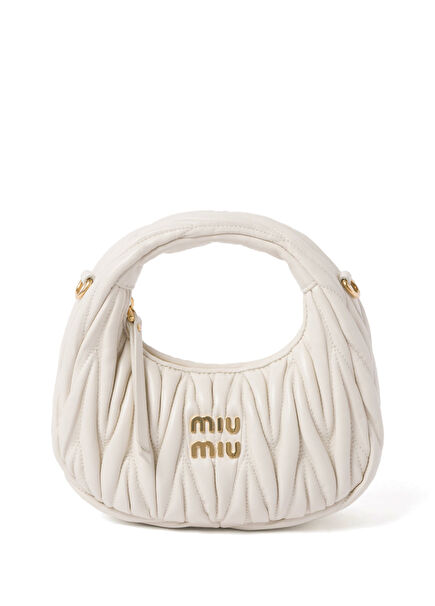 Wander Matelassé White Nappa Leather Hobo Mini Women's Handbag