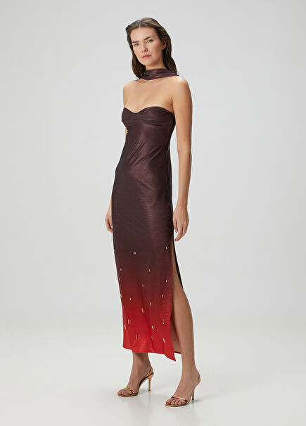 Athena Burgundy Gradient Maxi Evening Dress