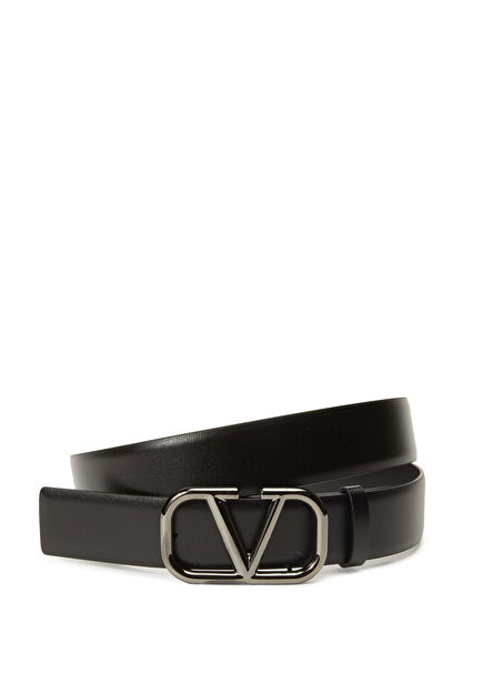 Vlogo Black Men's Leather Belt