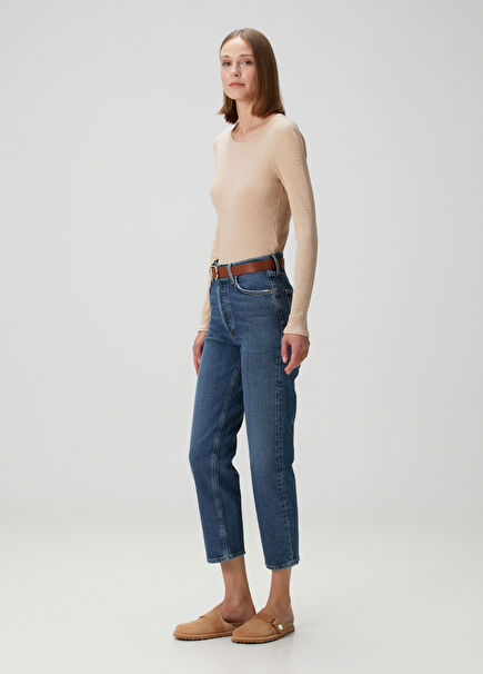90s Pinch Blue Crop Straight Jeans