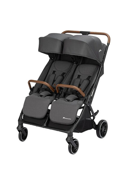 Mane Mineral Graphite Tek Elle Katlanılabilen İkiz Bebek Arabası