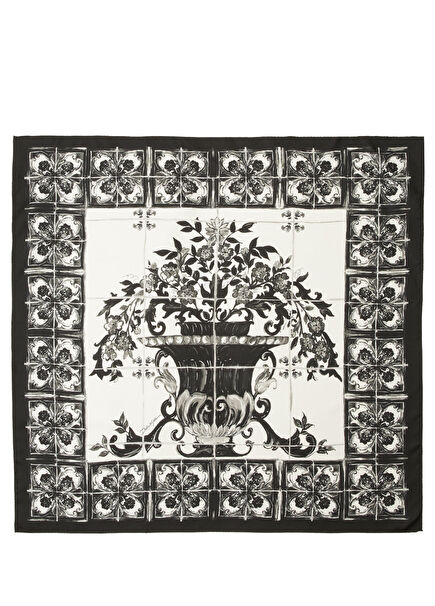 Siyah Beyaz Erkek İpek Fular