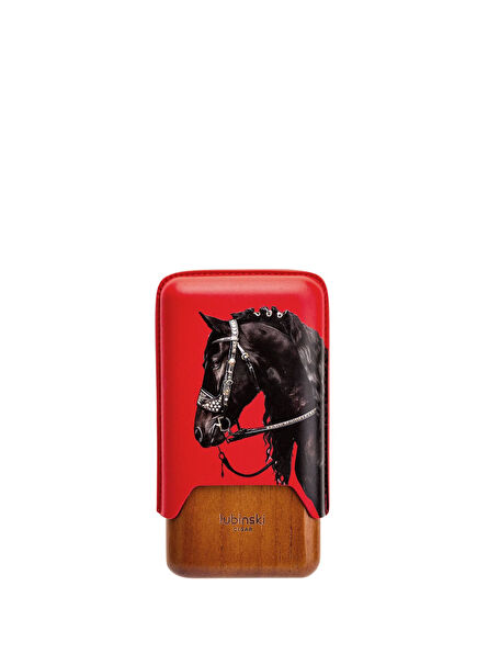 Year Of Horse Kırmızı 62 Ring 3 Kapasiteli Deri Sedirli Puro Kılıfı
