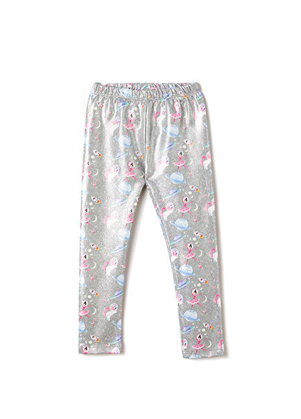 Balerin Desenli Kız Çocuk Simli Tayt