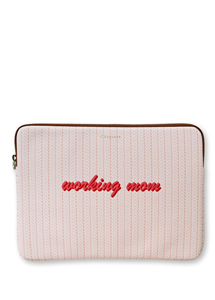 Pink Leaves Working Mom Deri 13" - 14" Kadın Laptop Kılıfı
