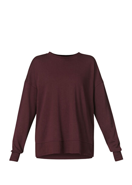 After Class Longline Bordo Pamuk Modal Kadın Sweatshirt