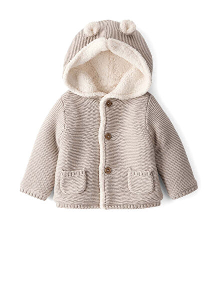 Gri Kapüşonlu Unisex Bebek Hırka