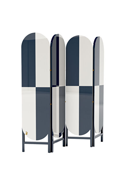 Lacivert Beyaz Ahşap Lake Paravan